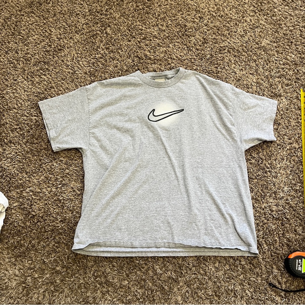 Vintage Nike T Shirt XL Mens Y2k Grey tag Center Swoosh baggy cropped hip hop